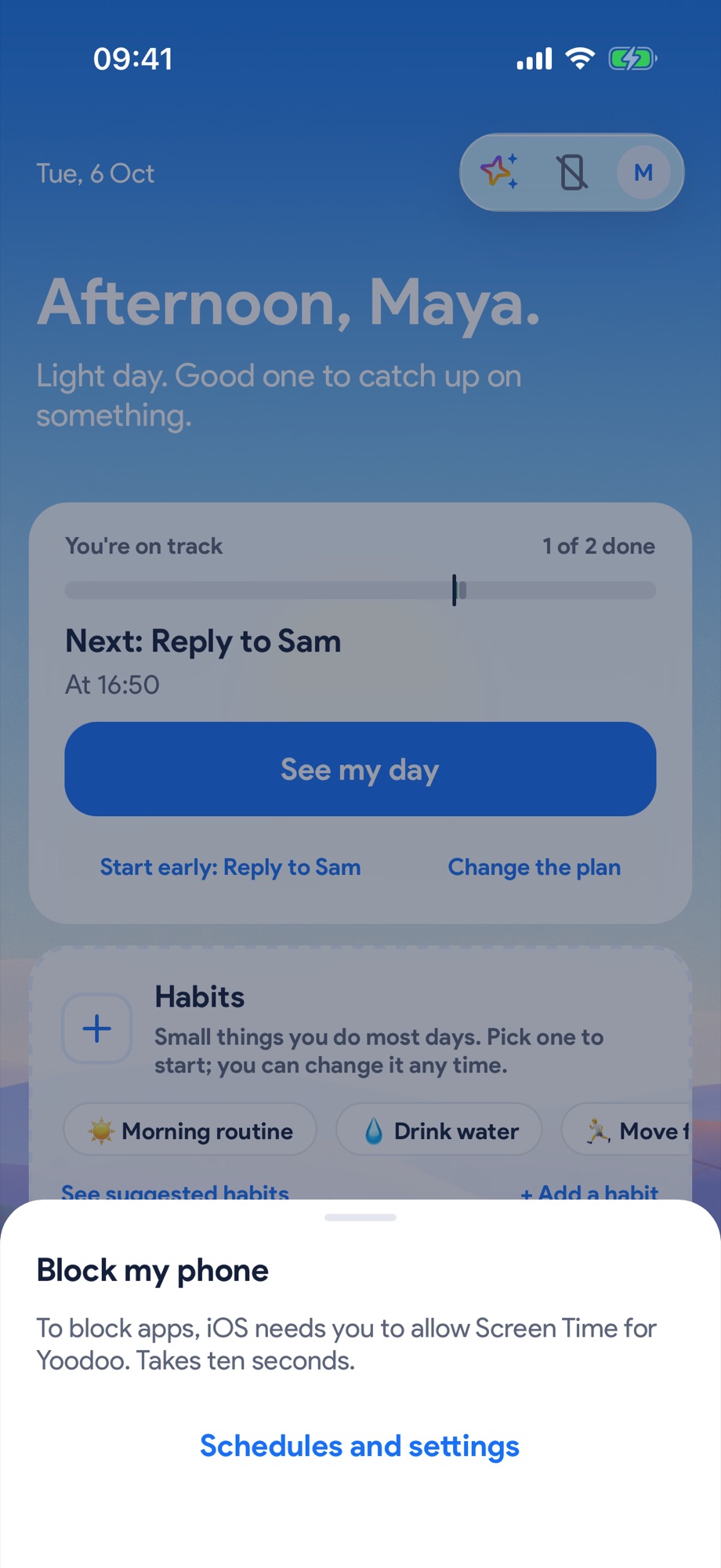 Tap the crossed-out phone in the top bar