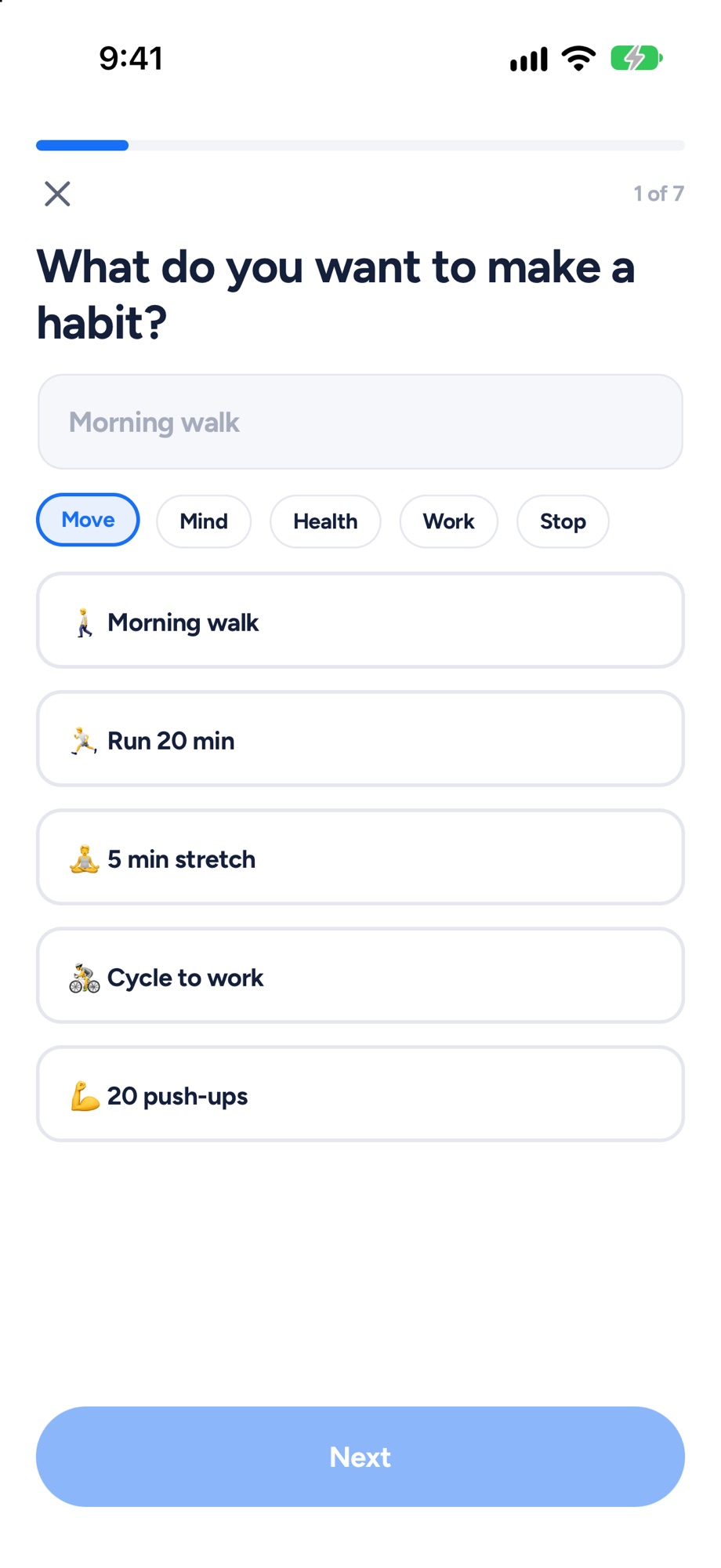 Add a habit from your homepage