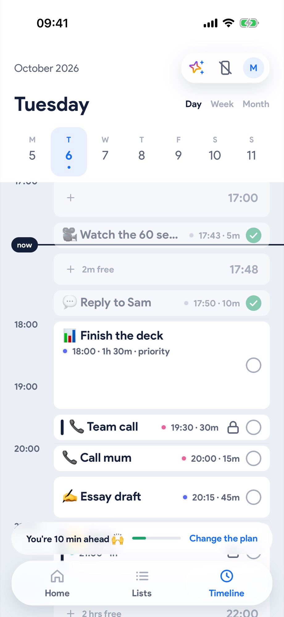 The Timeline as a real time grid, one day