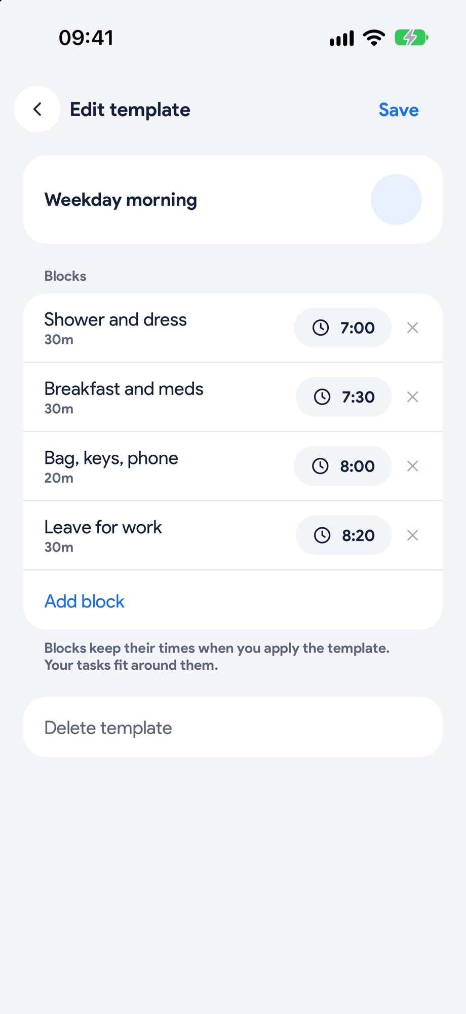 Save your routine as a template