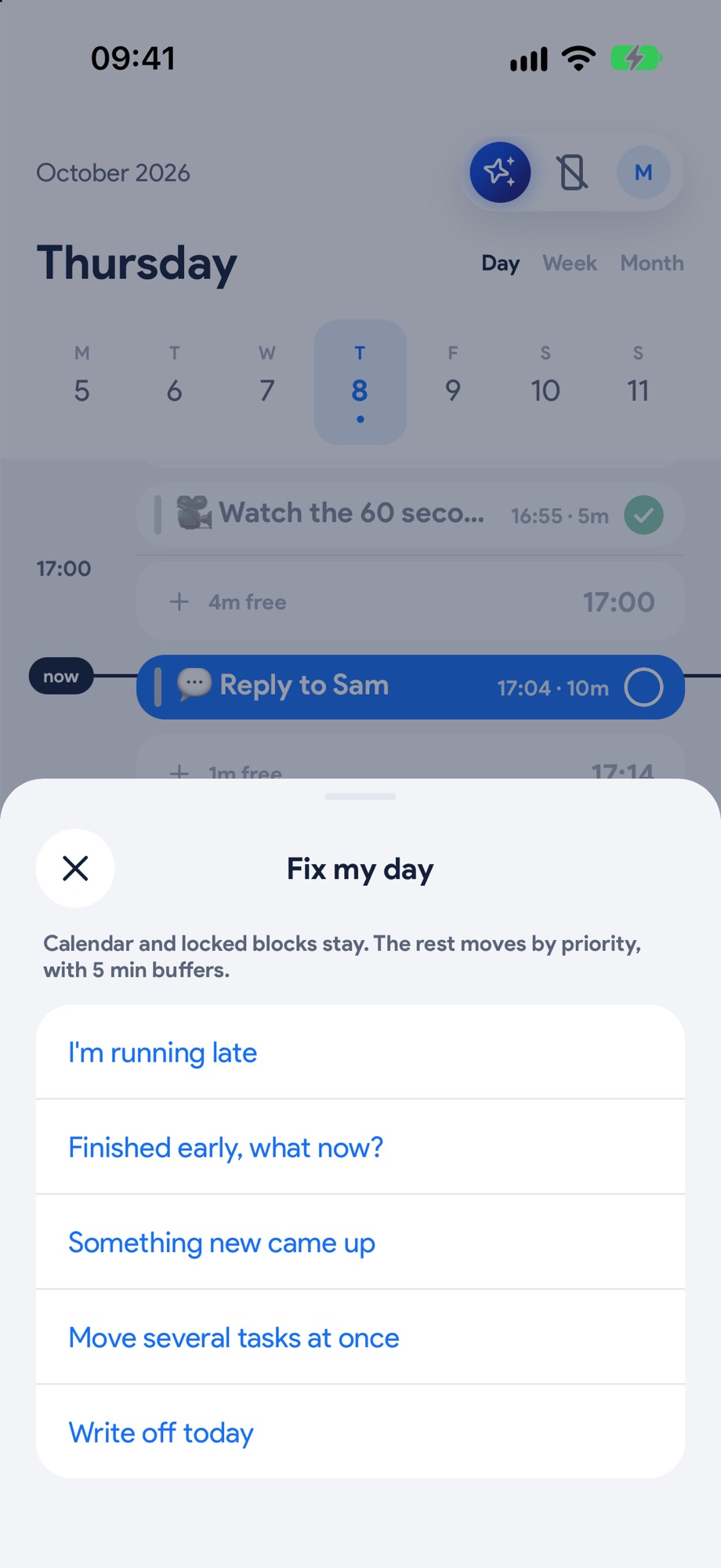 Running behind? Fix my day
